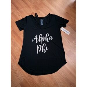 WOMEN'S ALPHA PHI SORORITY BLACK T-SHIRT- Small NWT‎